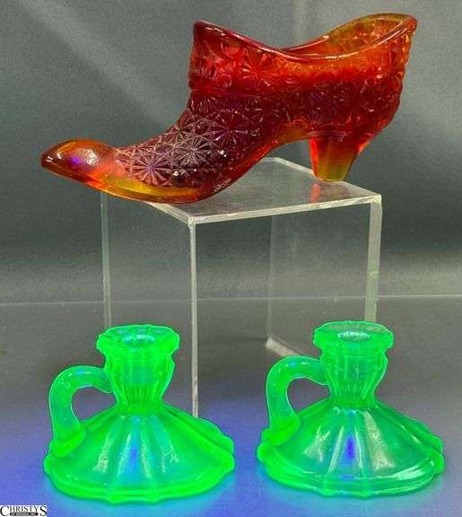 UV Reactive Small Candle Holders, Amberina Candle image