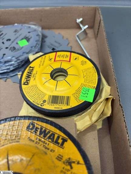 Ear Plugs, Face Masks, DeWalt Wire Brush Bit, Grinding Discs, Porter Cable Saw Blades Most 5.5", Wrench, Sockets