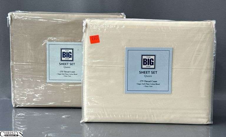 2 Sets of Queen Sheets Tan and Eggshell image