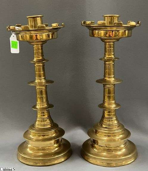 Pair of Church Altar Candle Holders 13" image