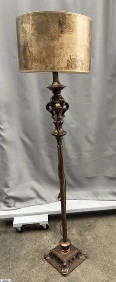 Vintage Decorative Metal Bronze Tone Floor Lamp - 63" image