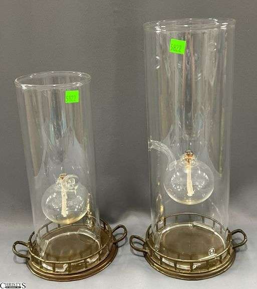Oil Glass Candles, Brass Bases Are A Little Large, Tallest 15" image