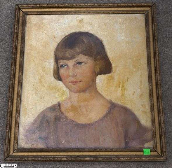 Oil on Board Portrait Study of Girl - 18" x 21" of frame image