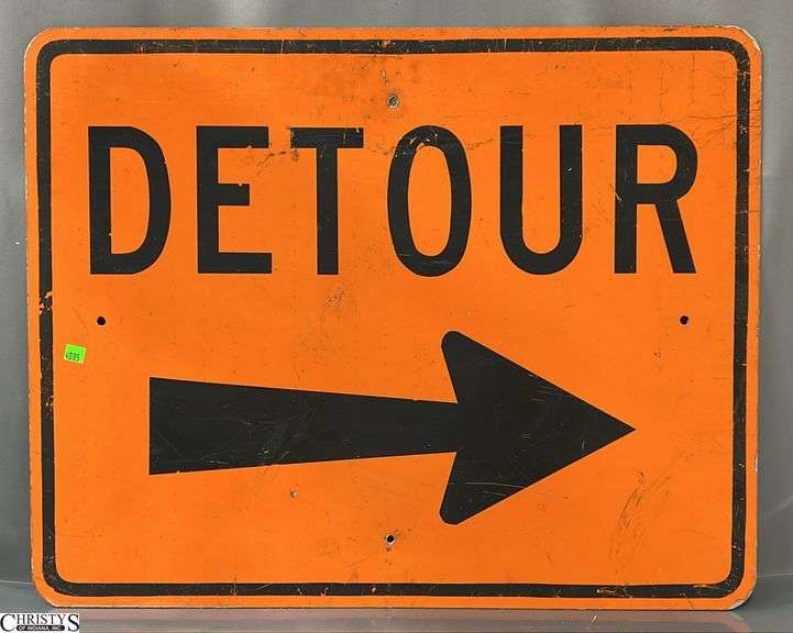 Orange Detour With Arrow Road Sign 30x24" image