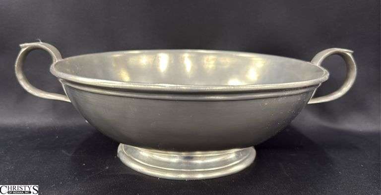 Pewter Double Handle Footed Bowl, 11x3" image