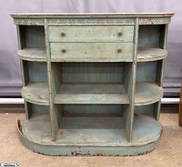 Console Display Cabinet/Shelf - 40" x 14" x 34" - shows wear and damage, see photos image