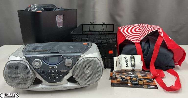 CD Player Boom Box, Air Mattress, Paper Shredder, File Sorters, Misc image