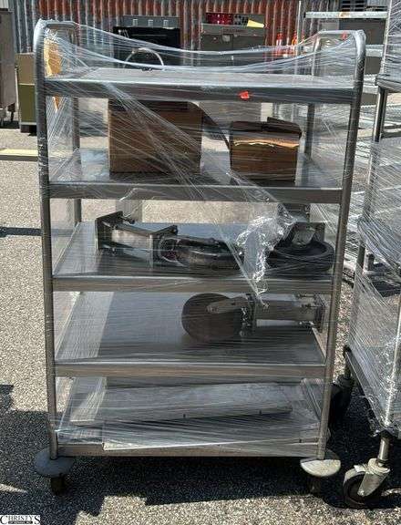 Stainless Rolling Rack with Large Castors, Hardware, Brackets, 36x25x56" image