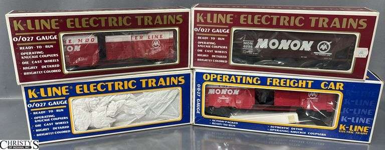 4 K-Line Monon Boxcars and Operating Boxcar In Boxes image