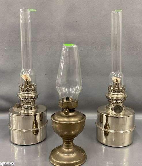 3 Oil Lamps, Smaller Is Marked Made in England 13" image