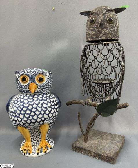 Owl Decanter, and Metal Figure Tallest 13" image