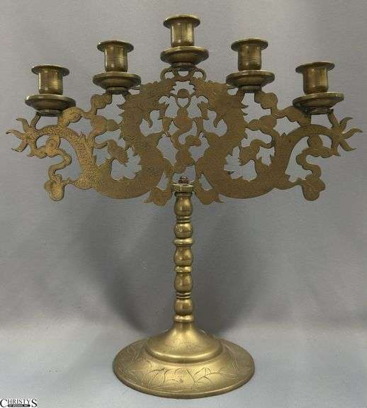 Brass Chinese Candelabra 16"x15" Tall image