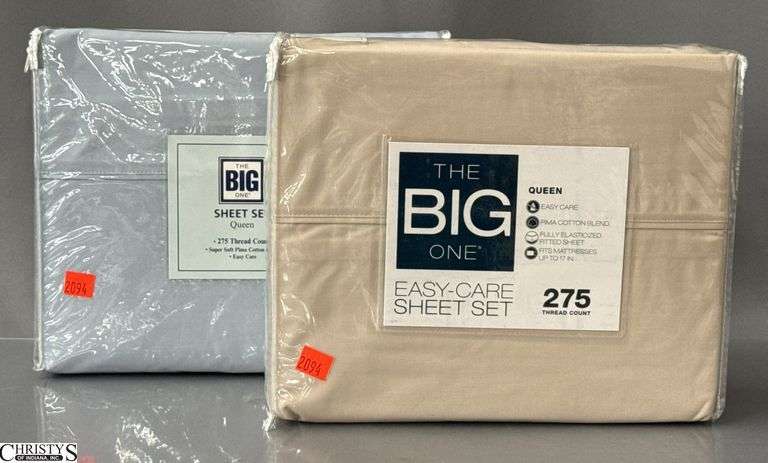 2 Sets of Queen Sheets Blue, and Tan image