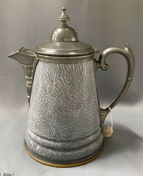 Pewter and Granite Coated Coffee Pot, 12" image