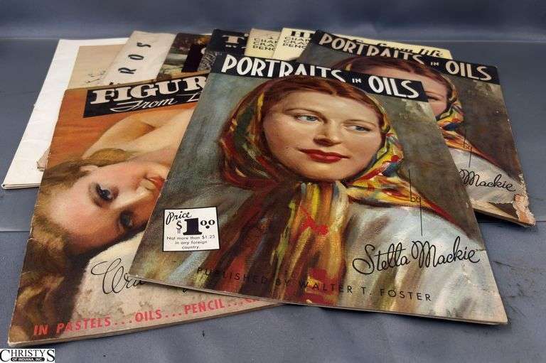 9 Vintage Portrait and Sketch How To Books - some edge wear image