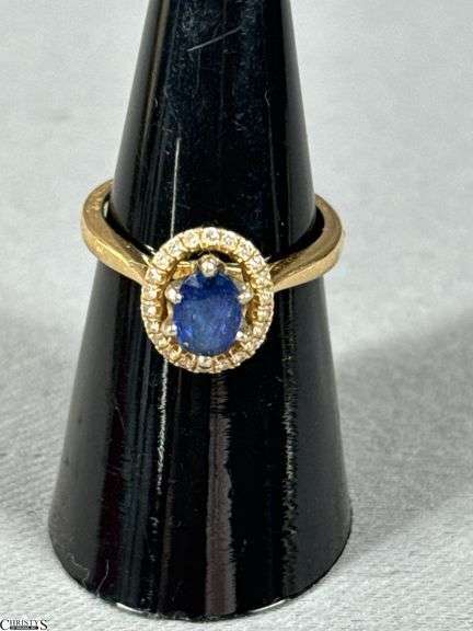 14K Diamond and Sapphire Ring.  Marked Shane Co. 14K image