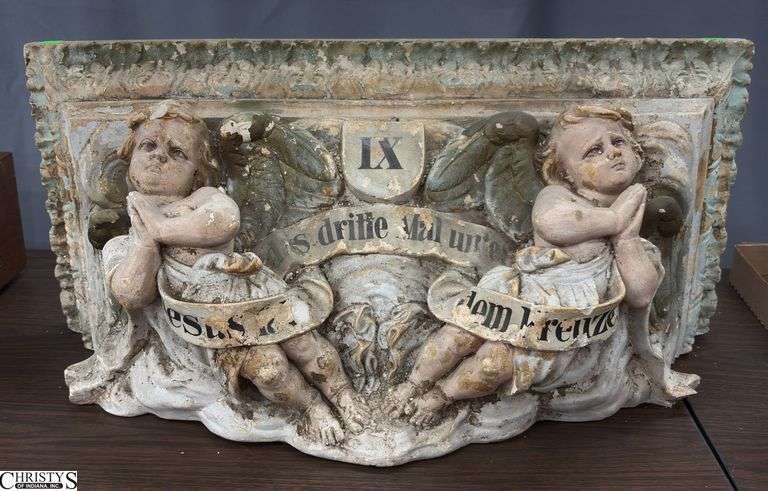 Ornate Sacred Art Cherub Motif Architectural Corbel Shelf - 29.5" x 13" x 12" image