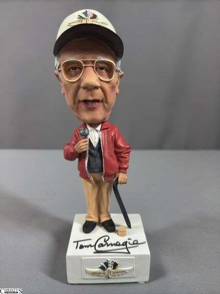 Tom Carnegie Autographed Indianapolis Motor Speedway Track Announcer Talking Bobble Head