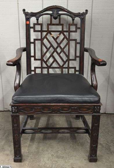 Maitland Smith Chinese Chippendale Style Armchair - 25.5" x 40" - 19" seat image