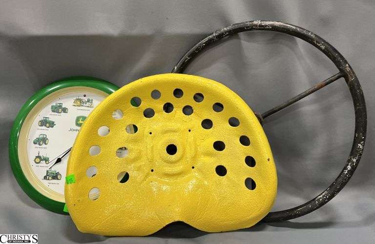 Tractor Seat, Steering Wheel, John Deere Clock image