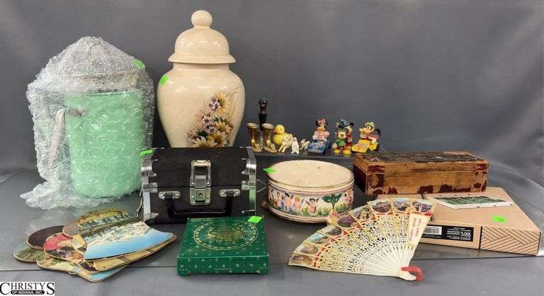 Avon, Lidded Urn, Marked Italy Bowl, Matchbox Minnie Mouse, Steamer Pot image