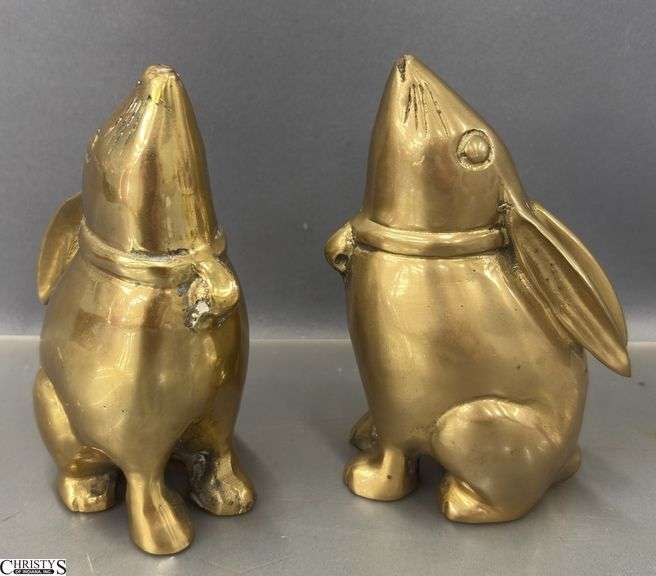 Brass Rabbit Bookends - 5.5" T of each image