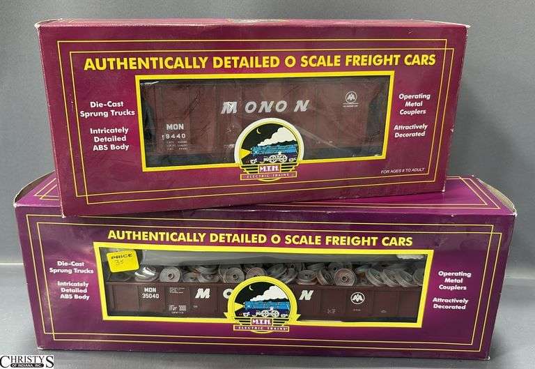 2 MTH Monon Hopper and Gondola Cars with Wheel Scrap Load image