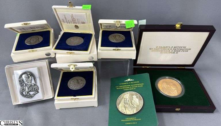 6pcs Vatican and Pope John Paul II Commemorative Pewter Medals image