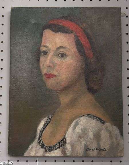 Signed Ann White Oil on Canvas Portrait - 12" x 16" image