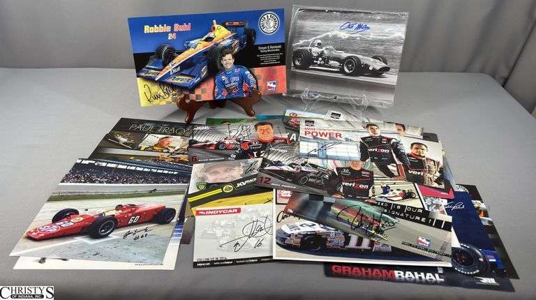 Racing Autographs.  Includes Chuck Halse Autographed Photo, Joe Lenard Autographed Photo, Buddy Lazier, Helio Castroneves, Ryan Briscoe, Will Power, Juan Pablo Montoya, Jack Beckman Andry Hillenburg, Tony Kanaan, Felipe Giaffone, Leah Pruett, and Many, Many More image