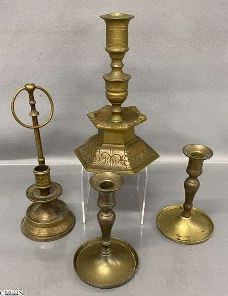4pcs Brass Candle Holders, Tallest 8" image