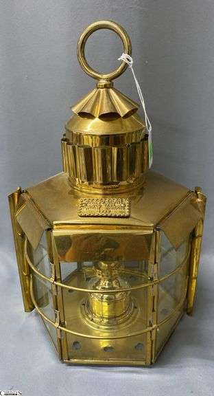 Cargo Light Great Britain, Brass Hanging Nautical Oil Lamp, 8.5"x14" image