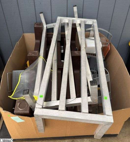 Pallet of Freezer Racks Metal and Plastic, Radio, Kitchen Items, Tag Gun, Insert Pans image