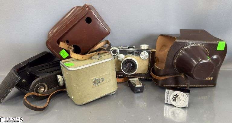 3 Vintage Cameras, 2 Cases - Argus, Bolsey, and Others image