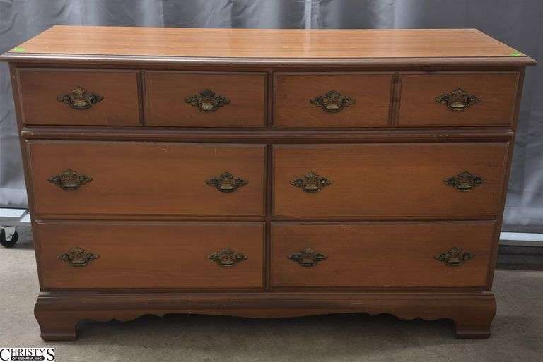 Bassett 6 Drawer Dresser - 50" x 18" x 31" - shows finish wear image