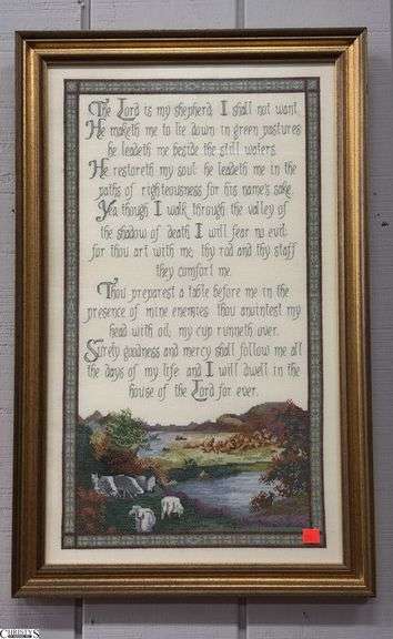 Religious Framed Needlepoint - 17.5" x 28" of frame image