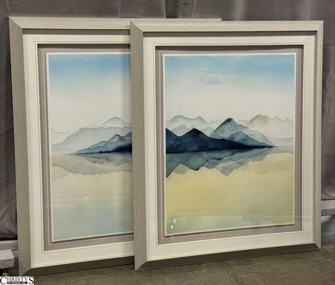Pair Mercana Lake Mountain Reflection Landscape Prints - 35.5" x 41" of each image