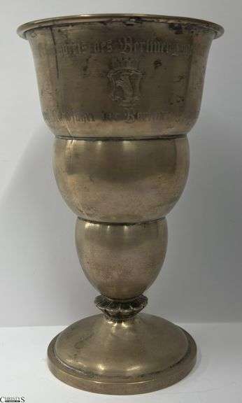 Marked 800 Engraved Vase / Trophy 4.5"x8" Tall image