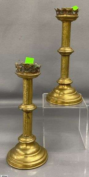 Pair of Brass Candle Holders 8" image