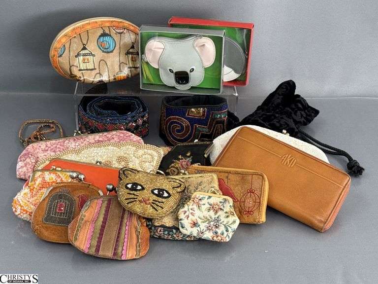 Zippered, Beaded, Clasp Closure Coin and Make Up Bags image
