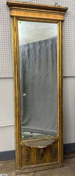 Gilt Framed Pier Mirror - 30" x 84" - finish wear and paint loss image