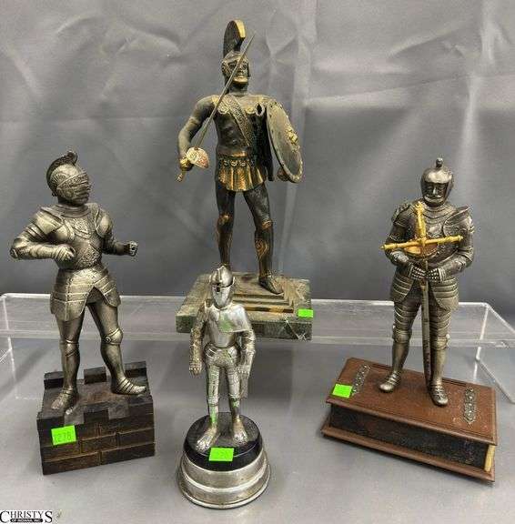 4 Knight Theme Figures - some wear - 13" of tallest image