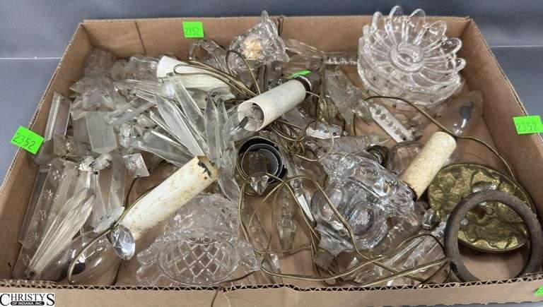 Various Prisms, Candelabra and Lamp Parts - 5" of largest prism image