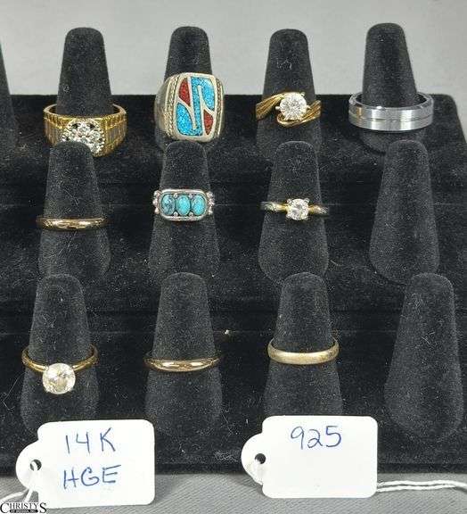 10 Fashion Rings- 1 Marked 925, 1 Marked 14K HGE and 1 Marked Avon image