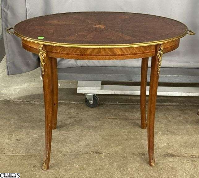 French Marquetry Tray Style Table - 28" x 18" x 21" image