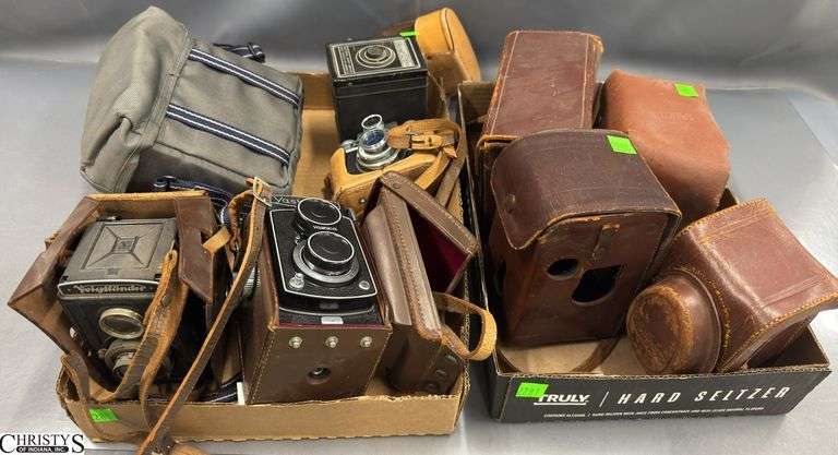 5 Vintage Cameras and Various Cases - Scout, Yashica, and Others image