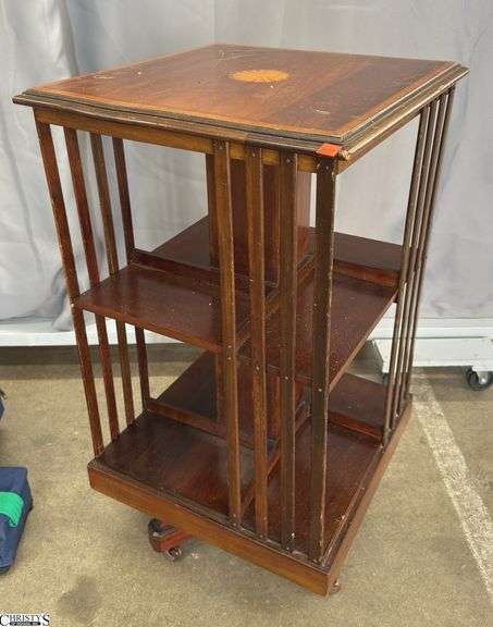 Rotating Inlayed Book Shelf, Has Damage 19x19x34" image