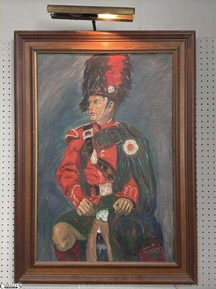 John A Rosenbaum 1970 Man in Scottish Dress Oil on Canvas Portrait - 31" x 43" of frame image