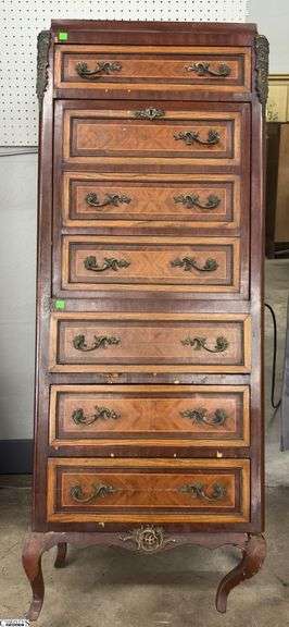 French Semainier Style Secretary - Damaged Leg, Some chipped veneer, Missing hardware - 24" x 15" x 62" image