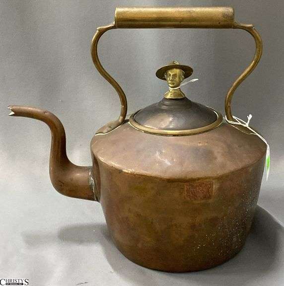 Lord Baden-Powell Copper and Brass Kettle, Some Dents 12" To Handle image